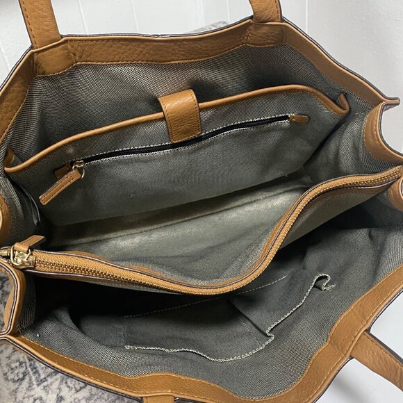 Vince Camuto ELVAN-TO Pebbled Leather Tote in Walnut Brown Large - Picture 6 of 8